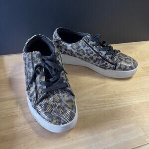 Leopard print rhinestone SILESTA women's sneakers size 7 Jessica Simpson